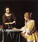 Johannes Vermeer Lady with Her Maidservant Holding a Letter painting